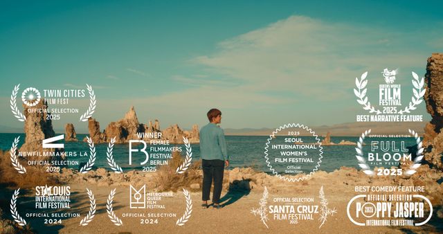 Kasey stares off into the distance at Mono Lake