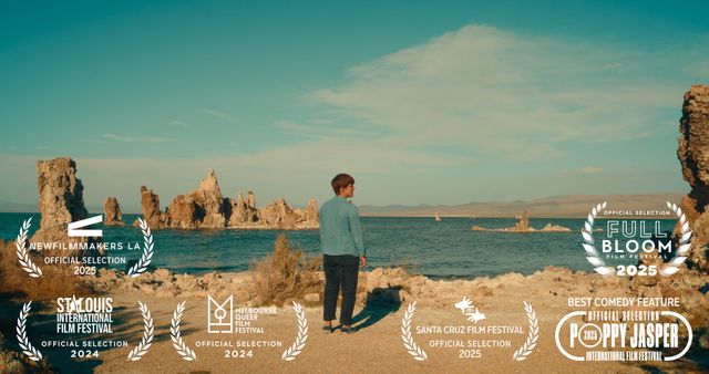 Kasey stares off into the distance at Mono Lake