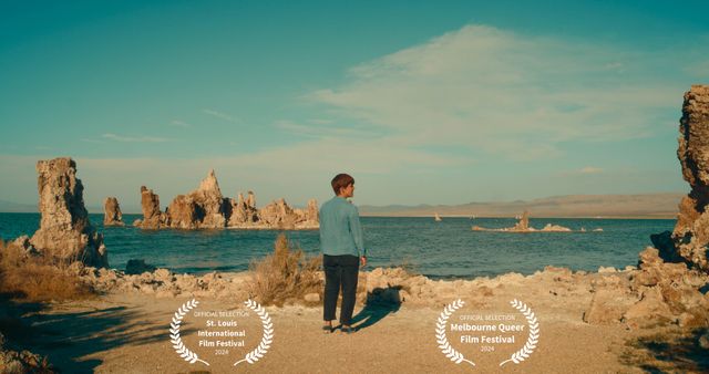 Kasey stares off into the distance at Mono Lake